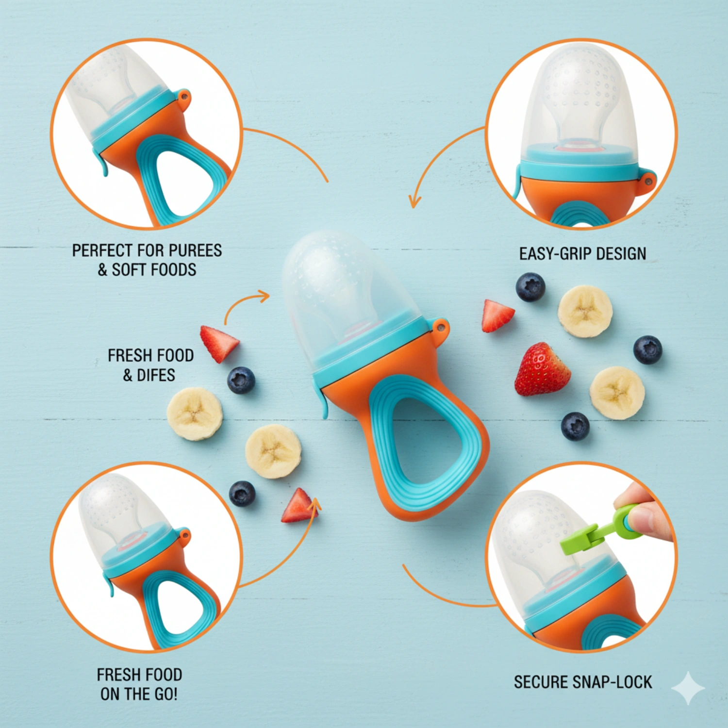 Lill Baby Silicone Fruit Feeder Pacifier with Easy Grip Handle - Image 2