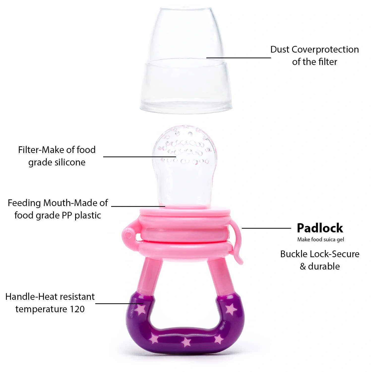 Lill Baby Baby Fruit Feeder Silicone Food & Fruit Nibbler with Extra Mesh - Image 4